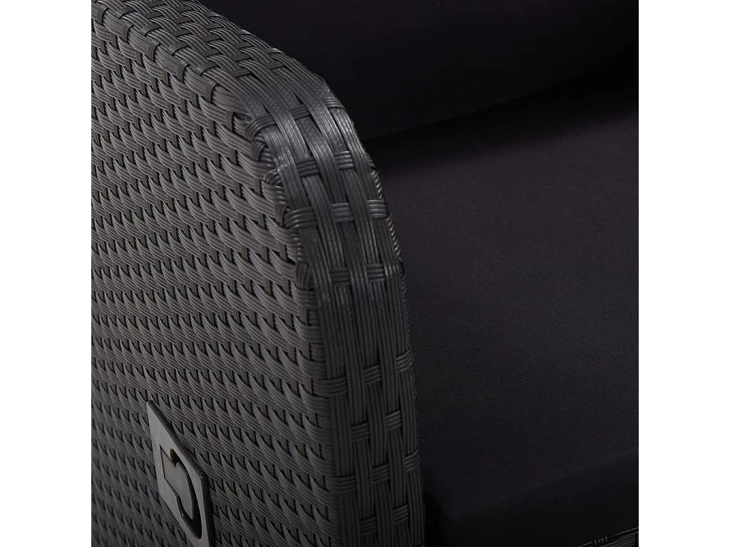 Chaise inclinable de jardin et coussin Résine tressée Noir