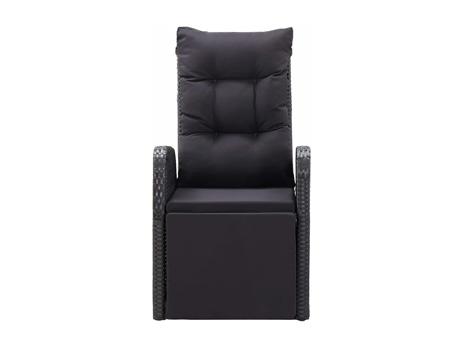 Chaise inclinable de jardin et coussin Résine tressée Noir