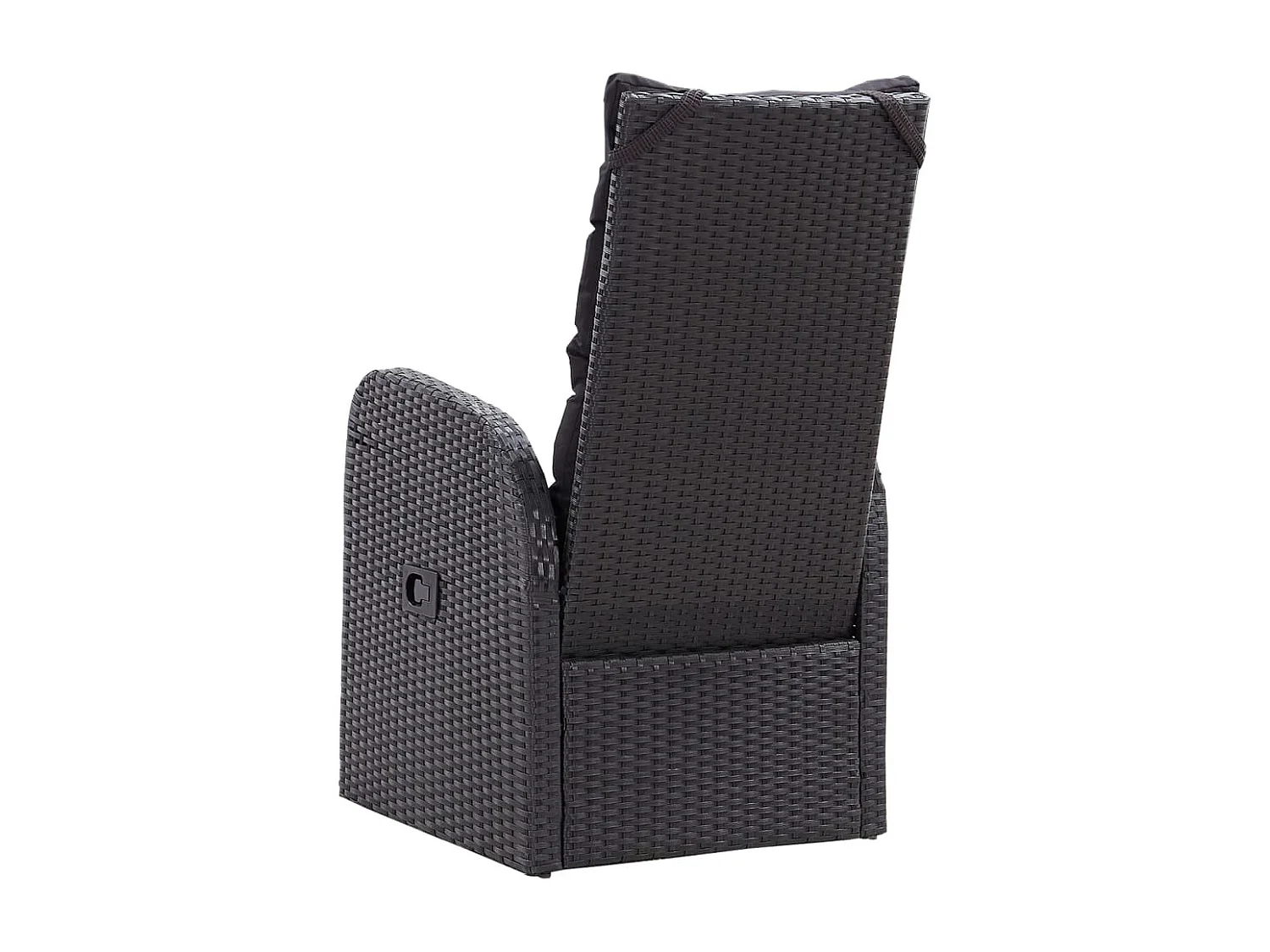 Chaise inclinable de jardin et coussin Résine tressée Noir