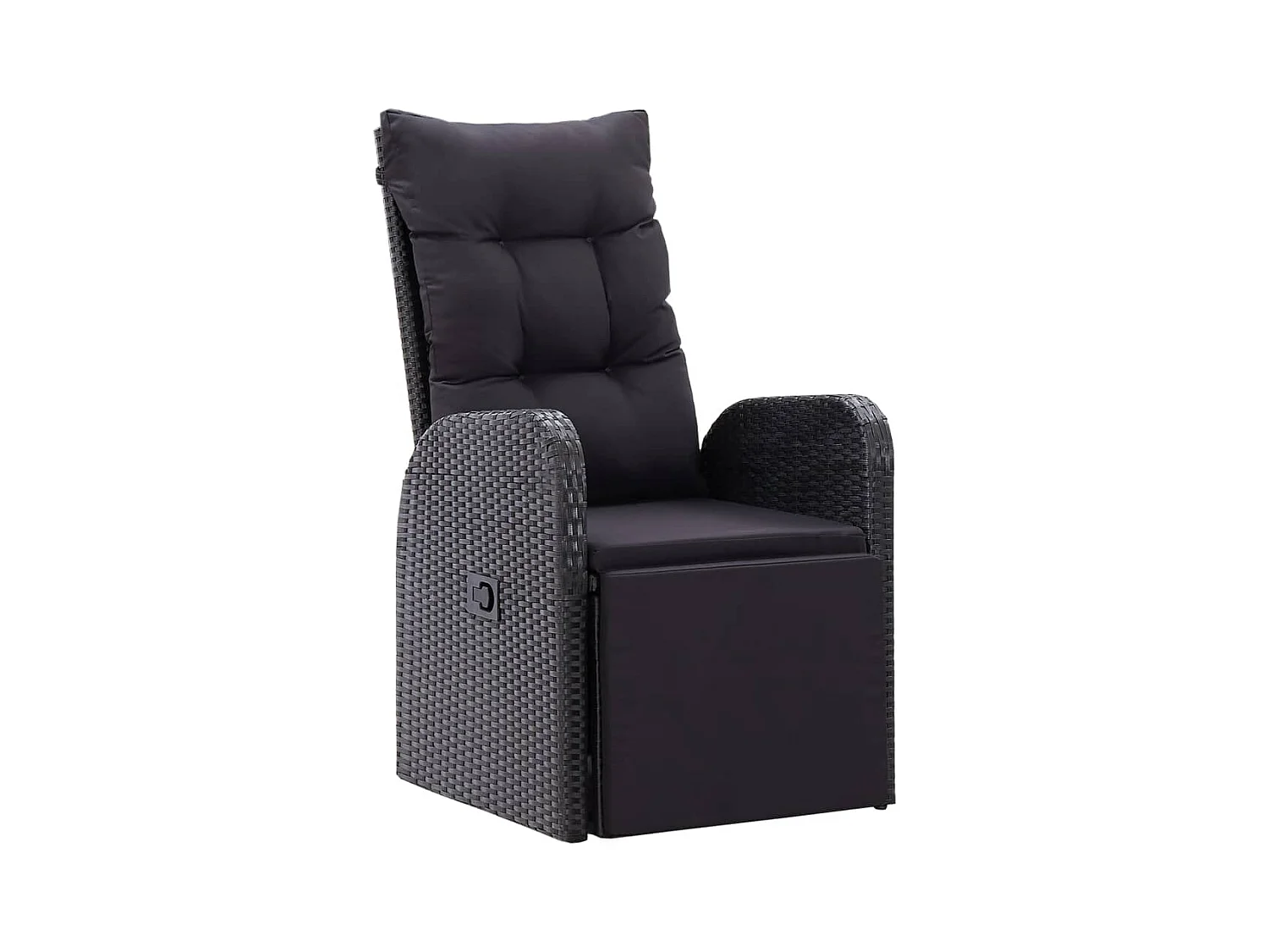 Chaise inclinable de jardin et coussin Résine tressée Noir
