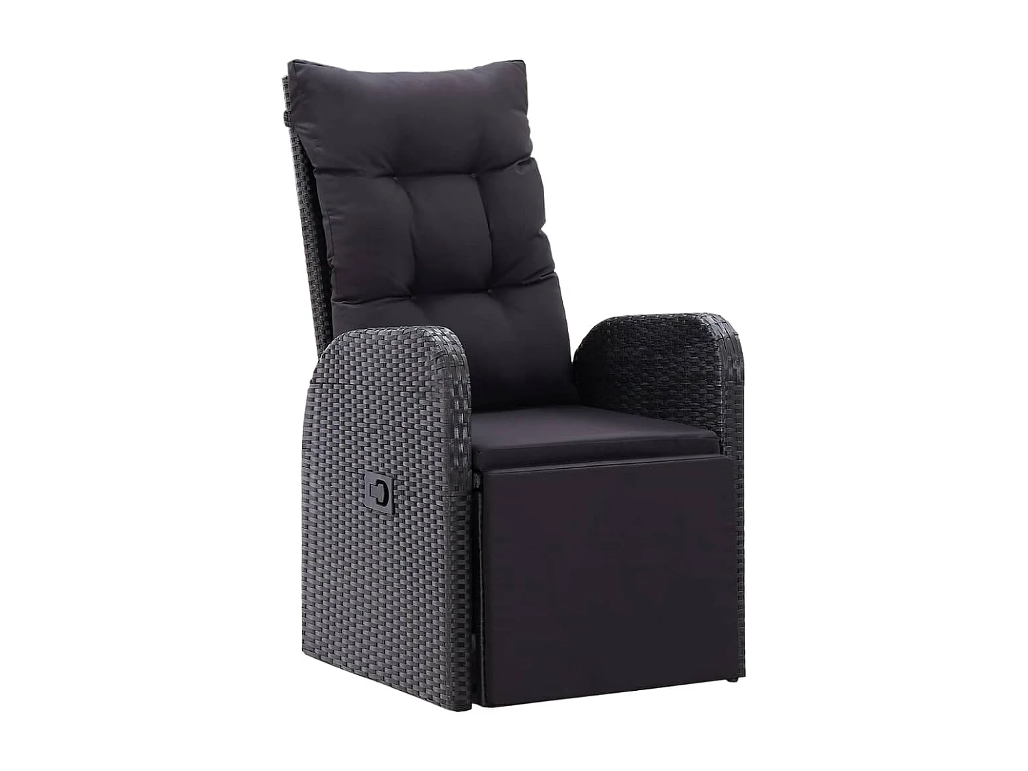 Chaise inclinable de jardin et coussin Résine tressée Noir