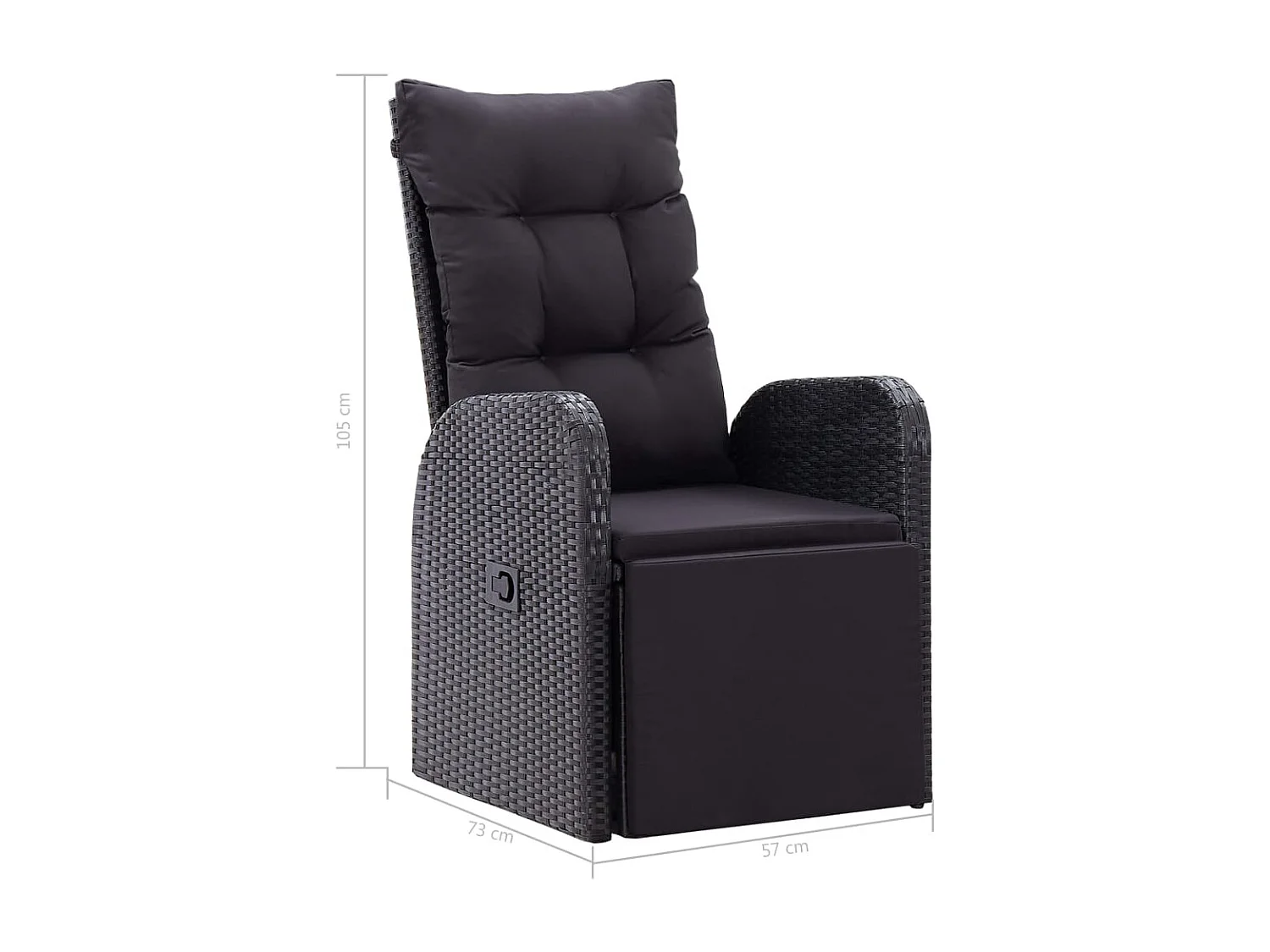 Chaise inclinable de jardin et coussin Résine tressée Noir