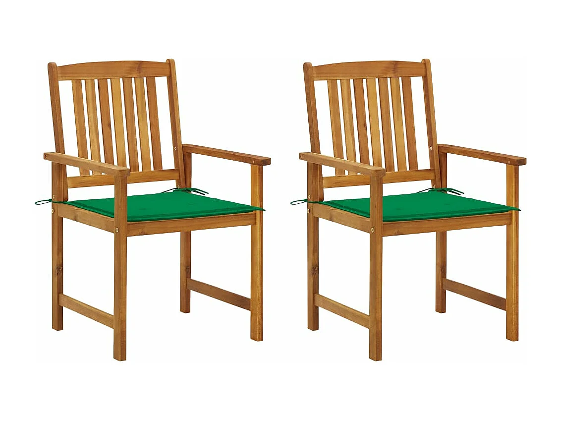 Chaises de jardin avec coussins 2 pcs Bois d'acacia massif 2