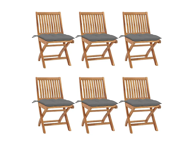 Chaises pliables de jardin avec coussins 6 pcs Bois de teck 12