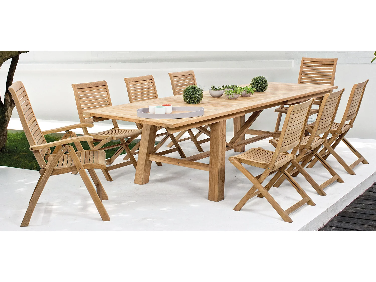 Fauteuil de jardin inclinable en bois teck naturel Marina