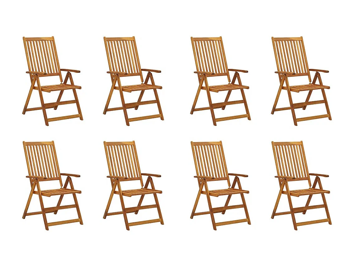 Chaises pliables de jardin 8 pcs Bois d'acacia solide