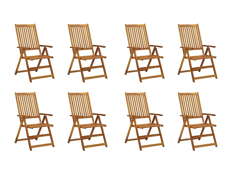 Chaises pliables de jardin 8 pcs Bois d'acacia solide