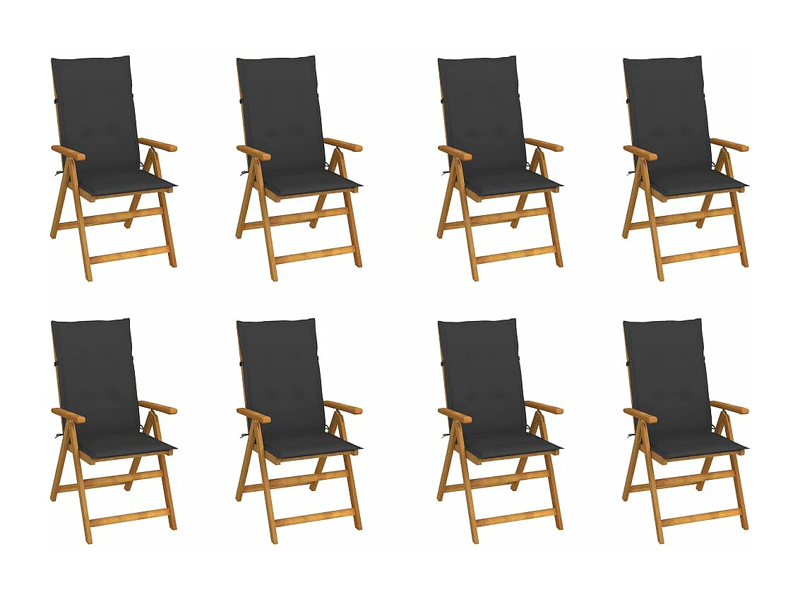 Chaises pliables de jardin avec coussins 8 pcs Bois d'acacia 7