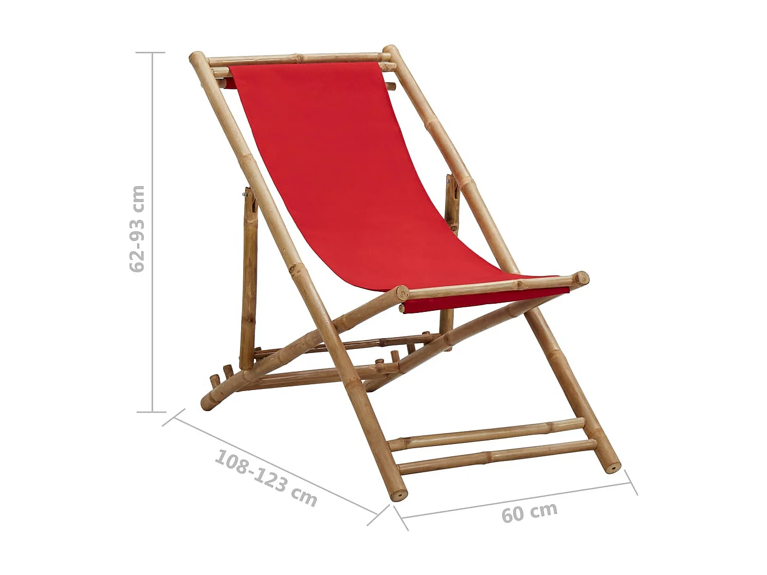 Chaise de terrasse Bambou et toile Rouge