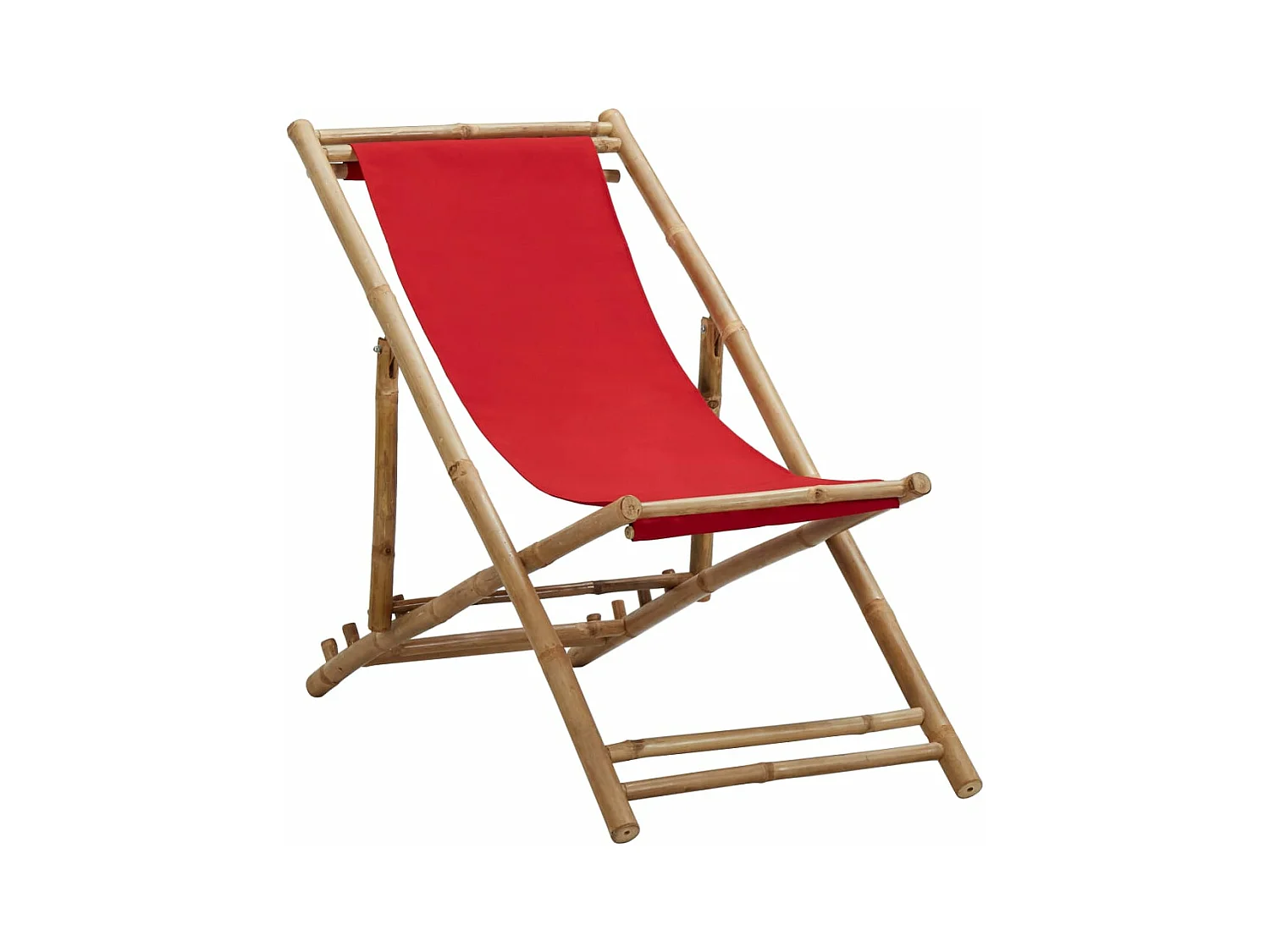 Chaise de terrasse Bambou et toile Rouge