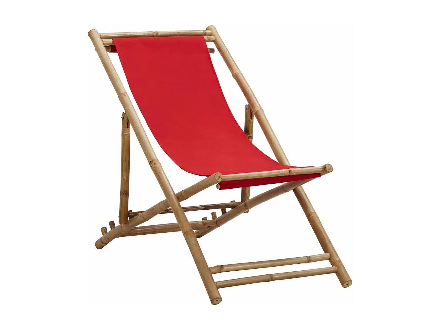 Chaise de terrasse Bambou et toile Rouge