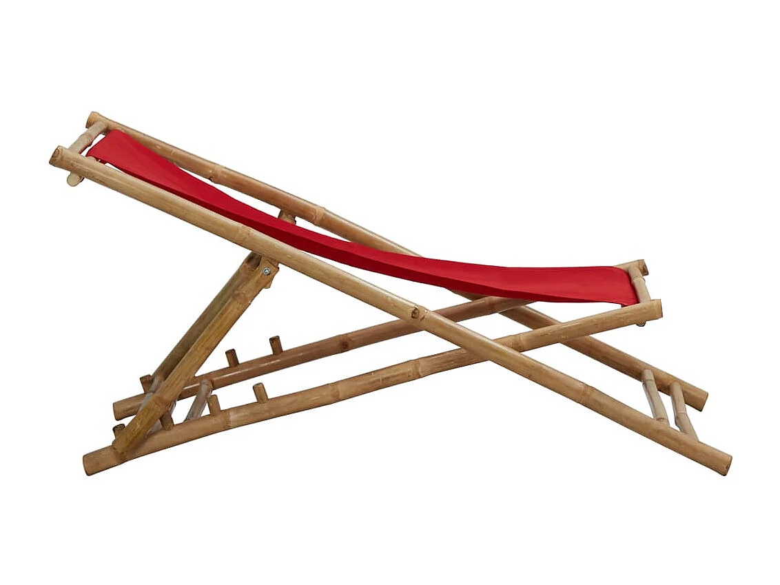 Chaise de terrasse Bambou et toile Rouge