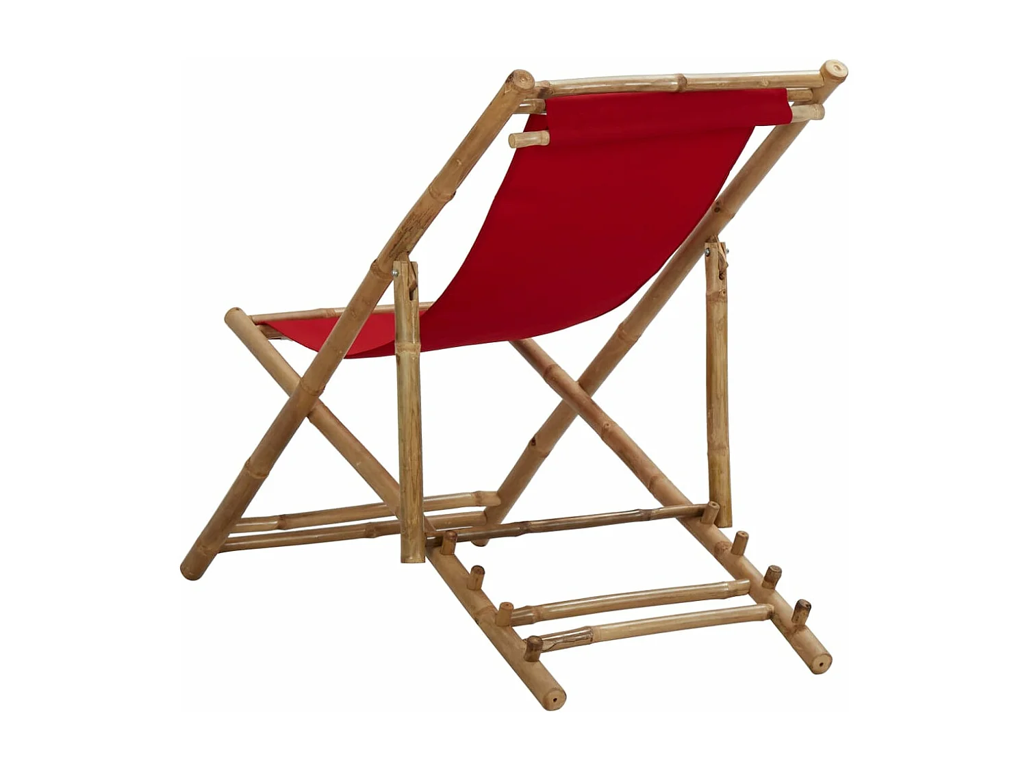 Chaise de terrasse Bambou et toile Rouge