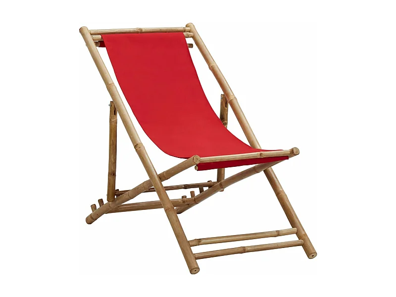 Chaise de terrasse Bambou et toile Rouge