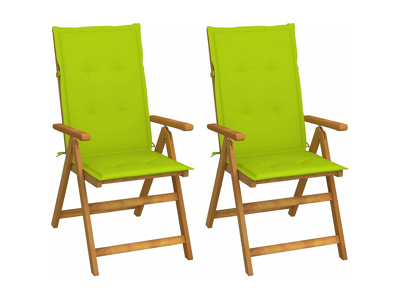 Chaises inclinables de jardin 2 pcs avec coussins Bois d'acacia 16