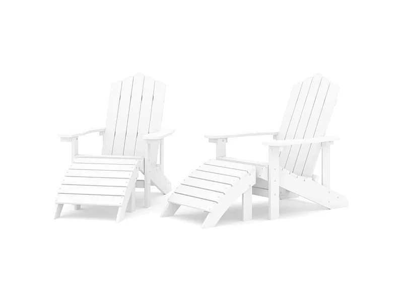 Chaises de jardin Adirondack avec repose-pieds 2 pcs PEHD Blanc