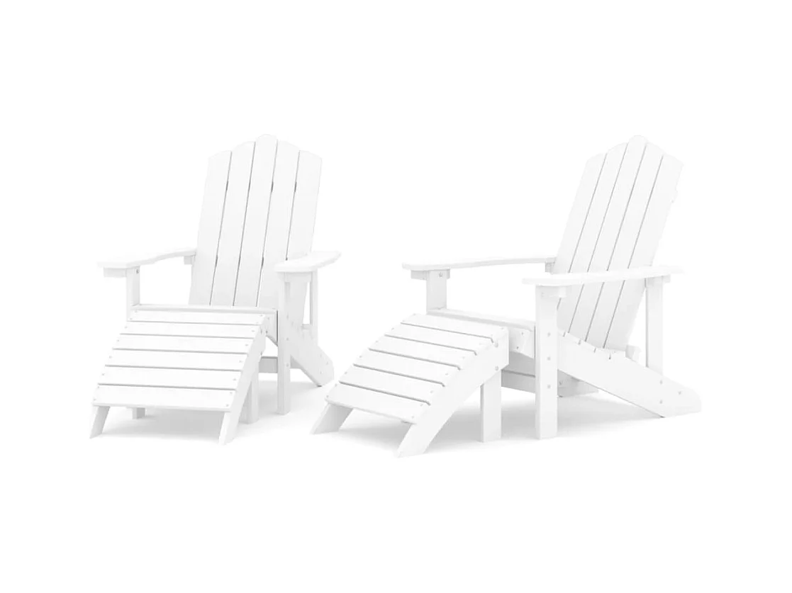 Chaises de jardin Adirondack avec repose-pieds 2 pcs PEHD Blanc