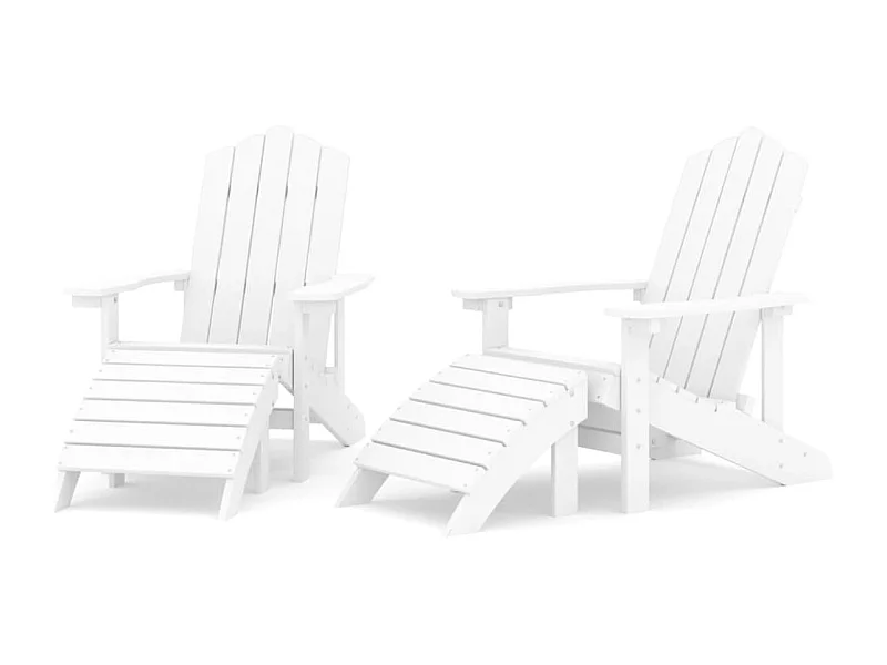 Chaises de jardin Adirondack avec repose-pieds 2 pcs PEHD Blanc