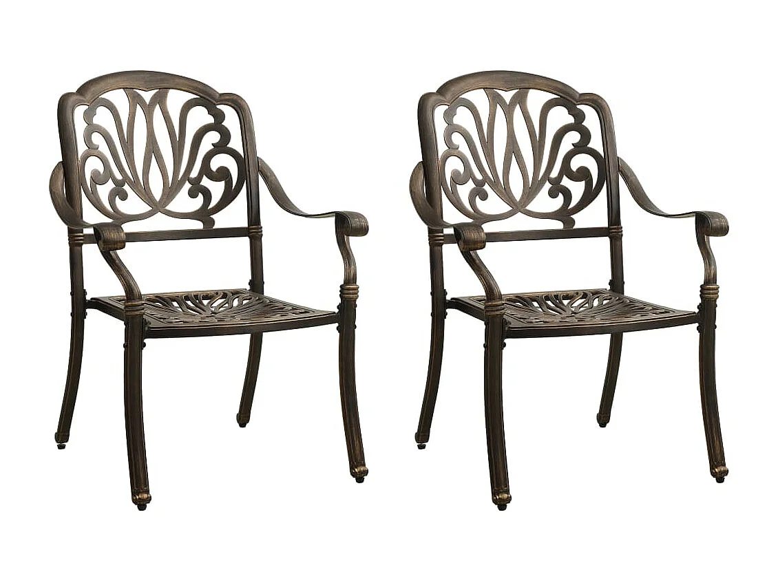 Chaises de jardin 2 pcs Aluminium coulé Bronze 2