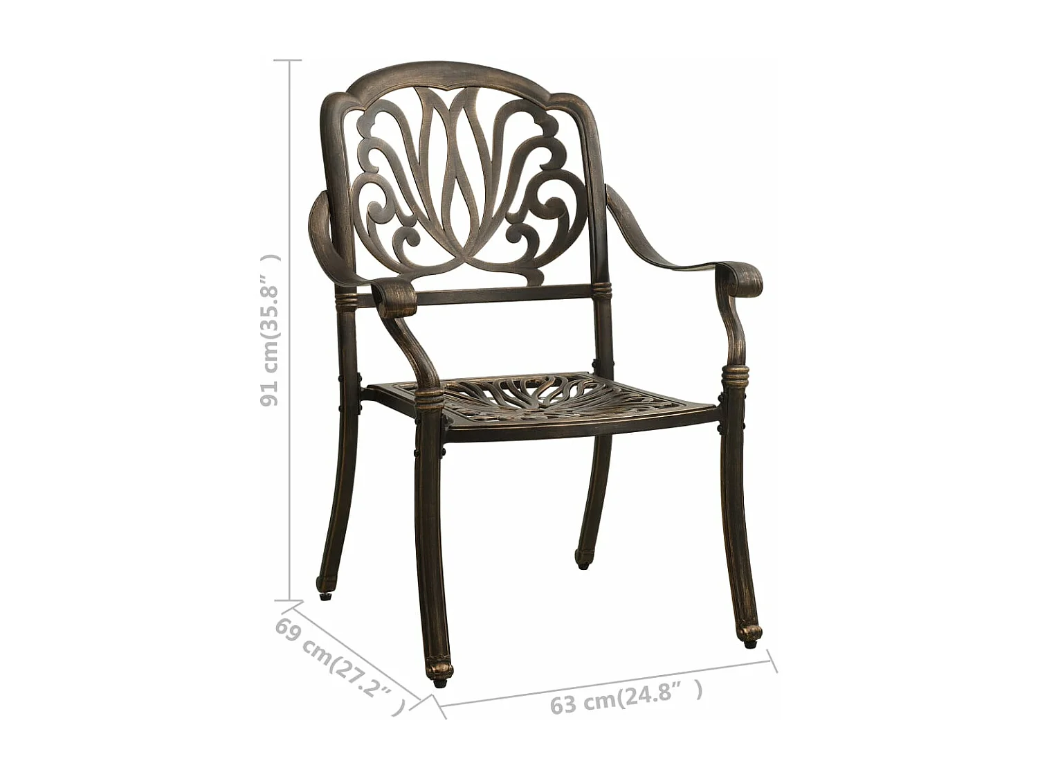 Chaises de jardin 2 pcs Aluminium coulé Bronze 2