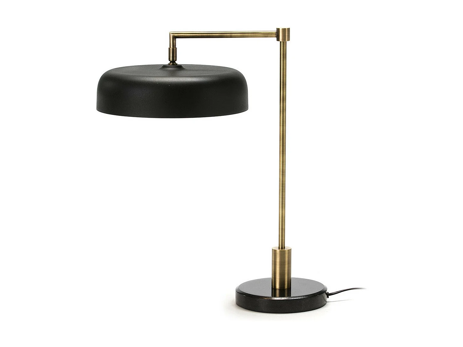 Lámpara de mesa Odric de metal negro y base de metal dorado