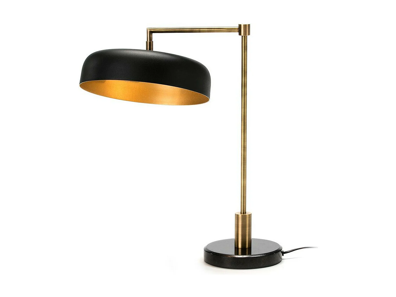 Lámpara de mesa Odric de metal negro y base de metal dorado