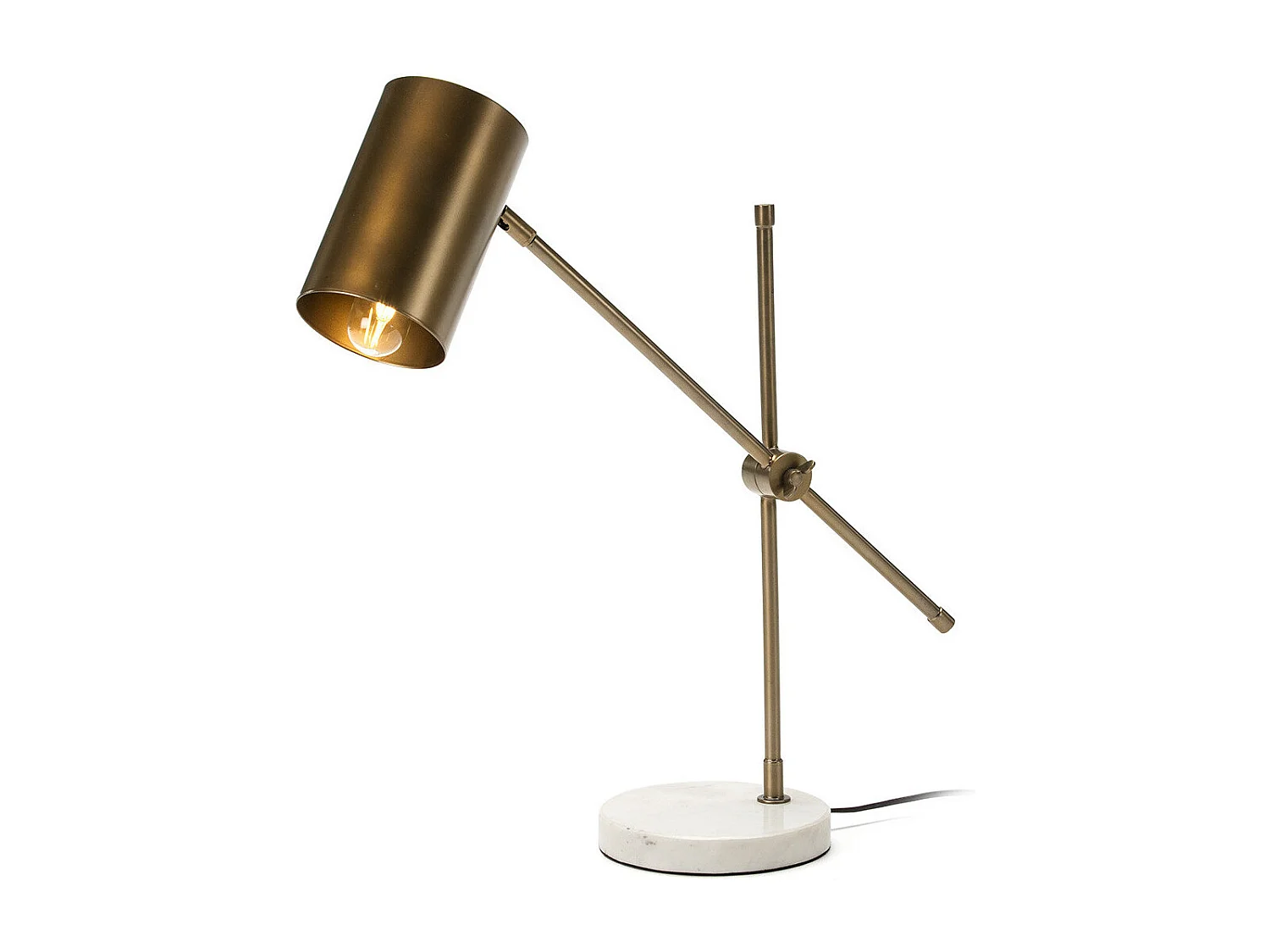 Lampe de table métal doré et socle marbre blanc Esos