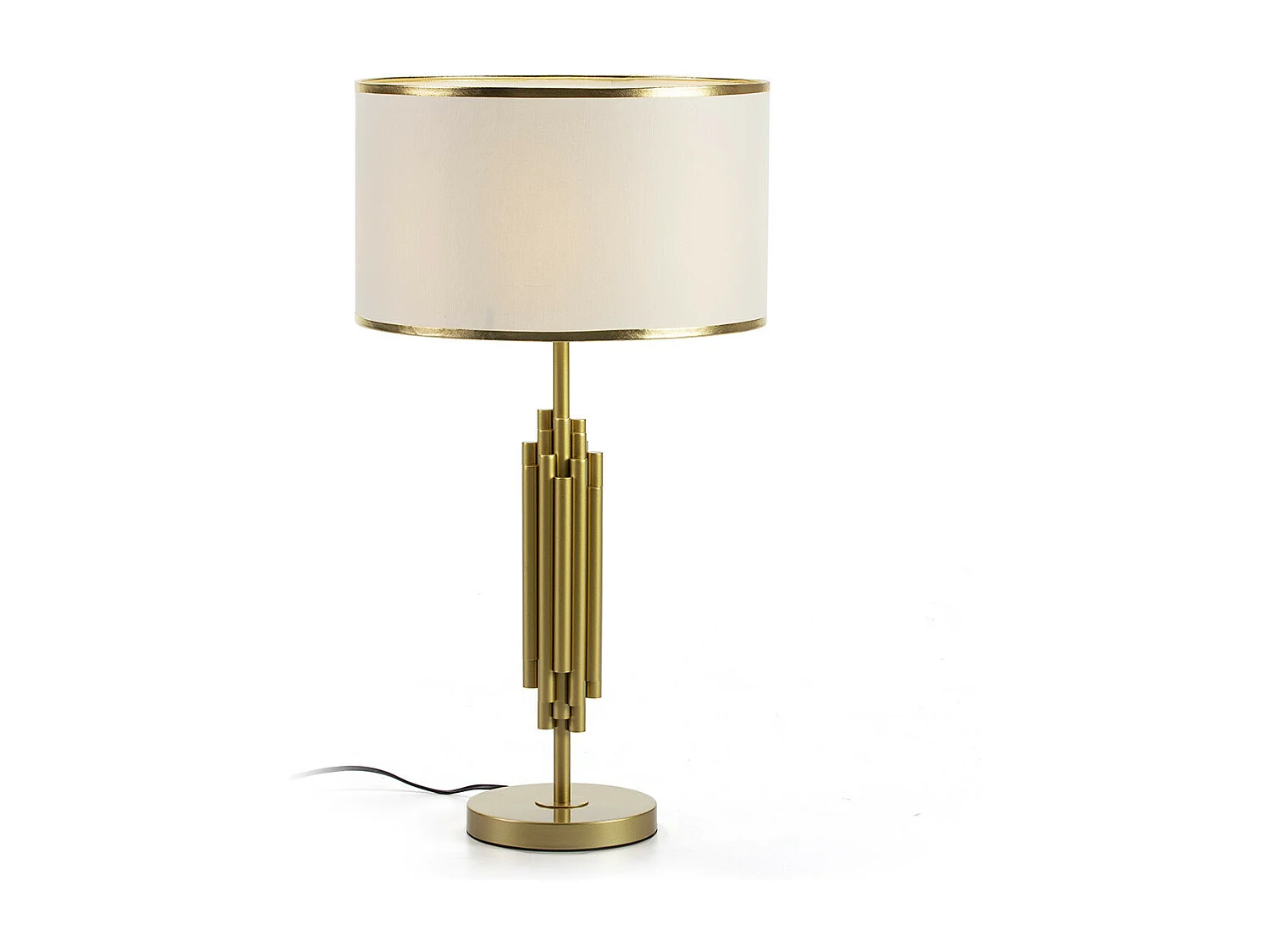 Lampe de table tissu blanc et métal doré Tyannah