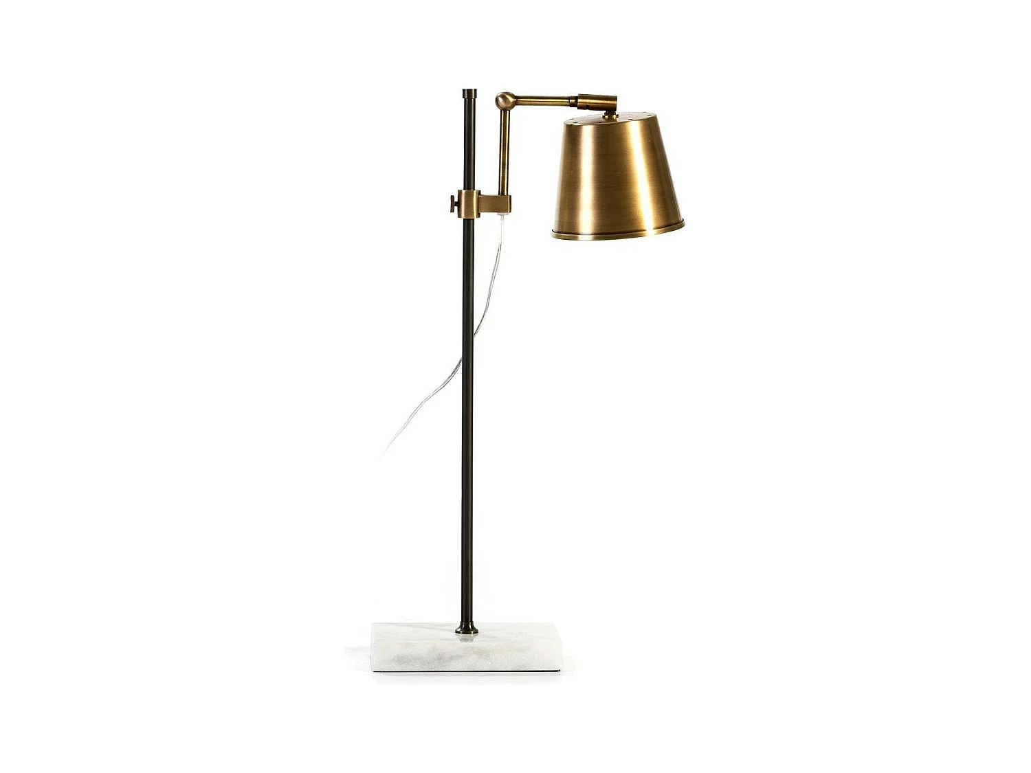 Lampe de table métal doré et noir socle marbre blanc Ravih