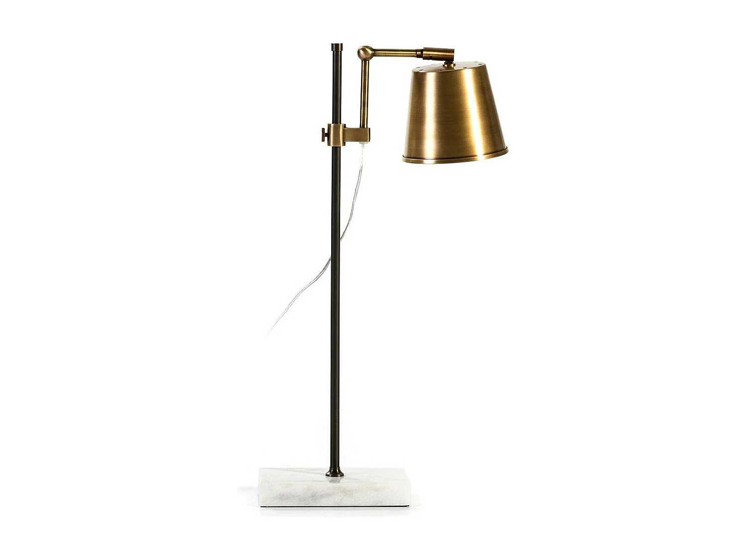 Lampe de table métal doré et noir socle marbre blanc Ravih