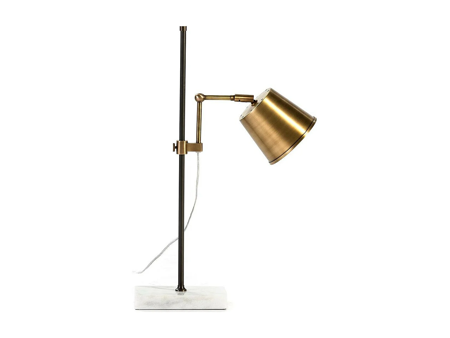 Lampe de table métal doré et noir socle marbre blanc Ravih