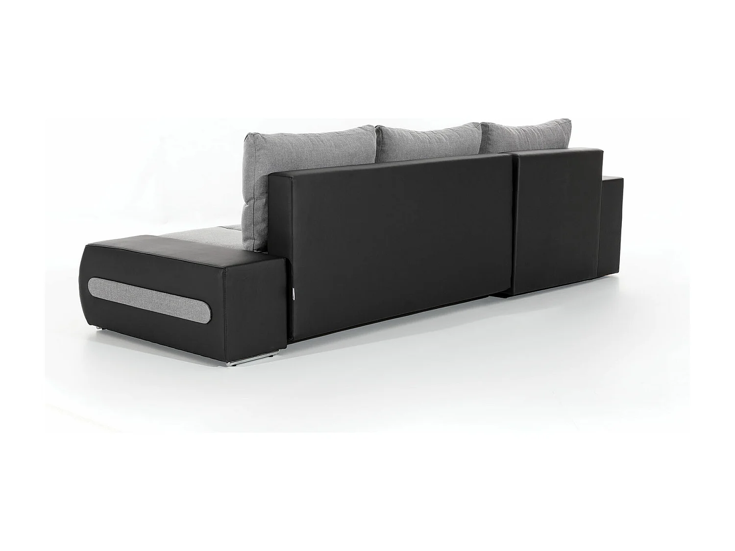 Canapé convertible angle gauche tissu gris clair et simili noir Waker 275cm