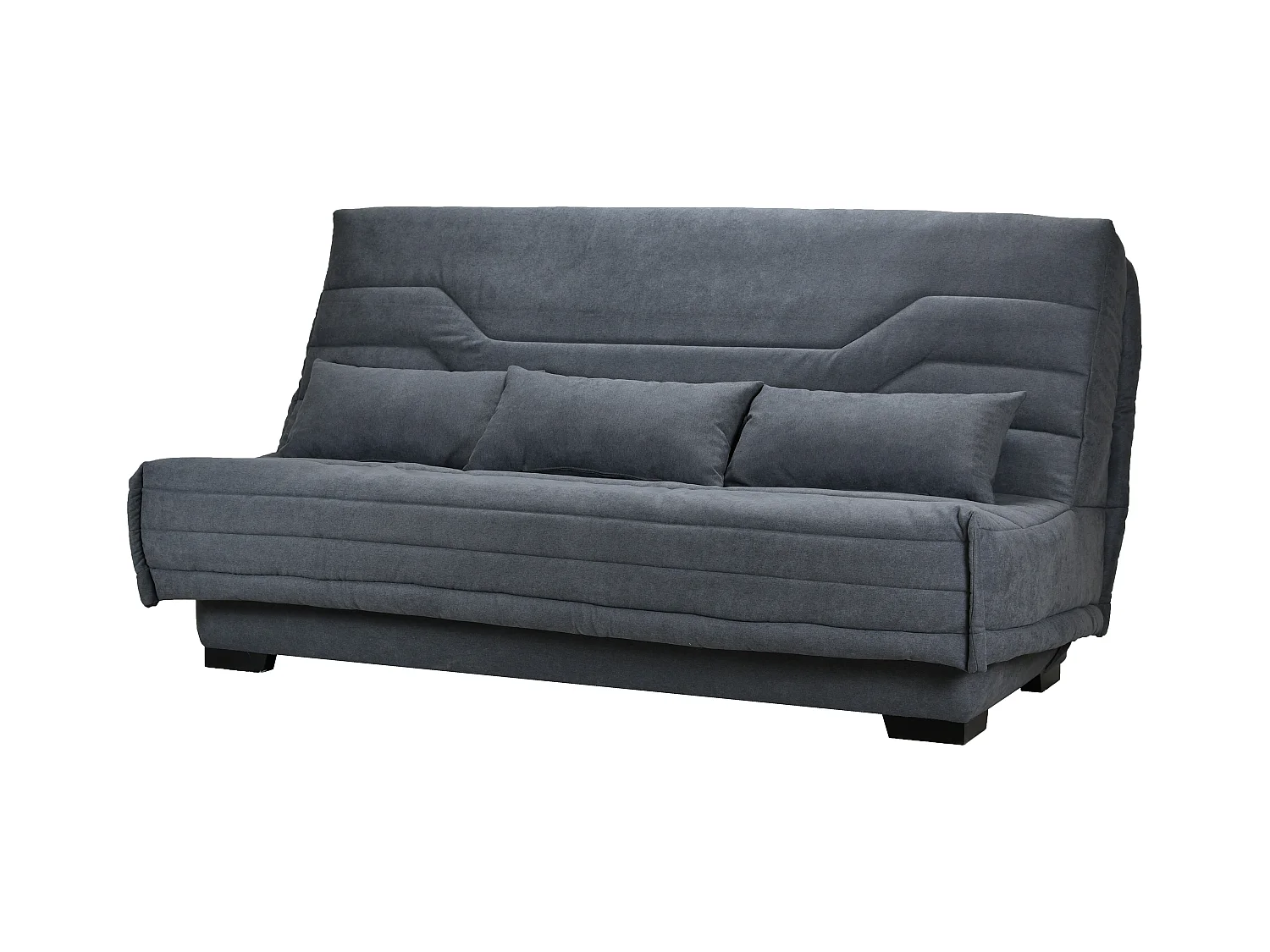 Canapé Clic Clac tissu avec coffre matelas Bultex 15cm Bianca 207cm-Couleur Gris foncé chiné
