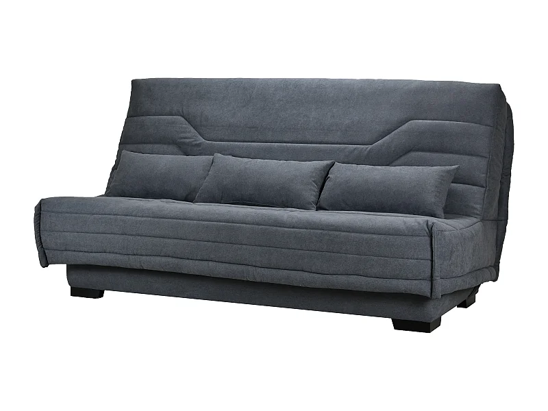 Canapé Clic Clac tissu avec coffre matelas Bultex 15cm Bianca 207cm-Couleur Gris foncé chiné