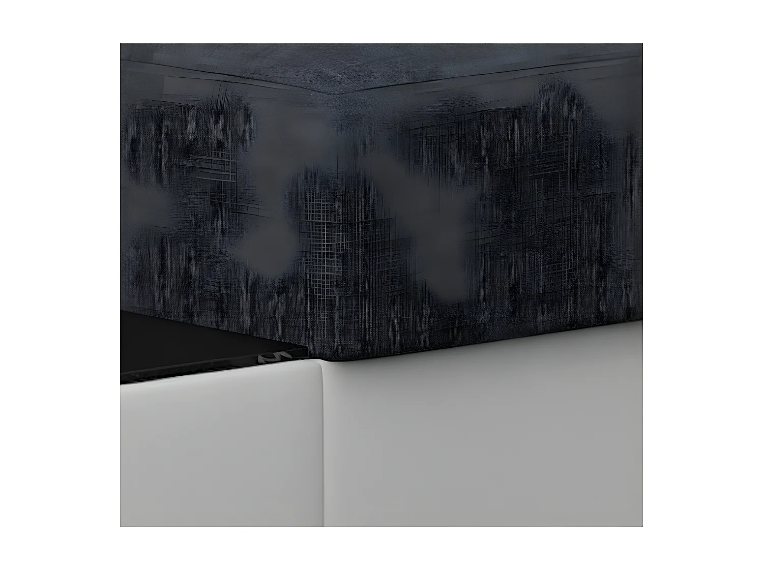 Canapé angle gauche convertible tissu gris foncé et simili blanc James 245cm