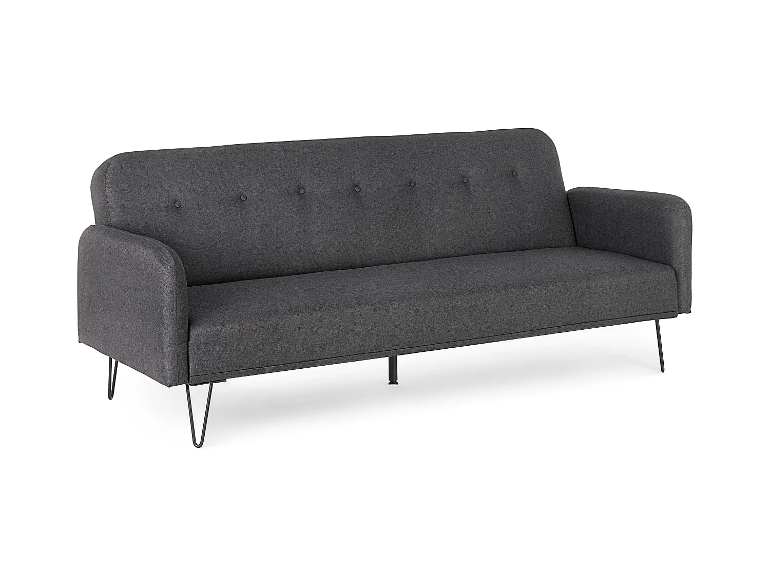 Canapé lit 3 places tissu polyester noir Becky