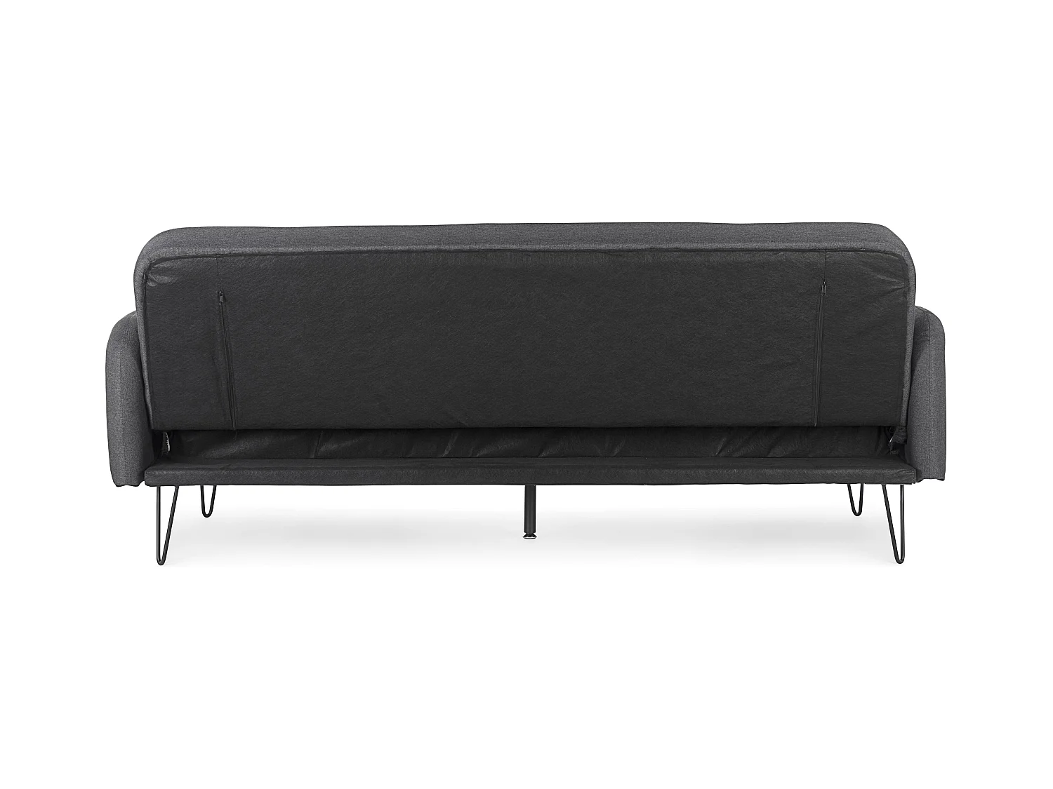 Canapé lit 3 places tissu polyester noir Becky