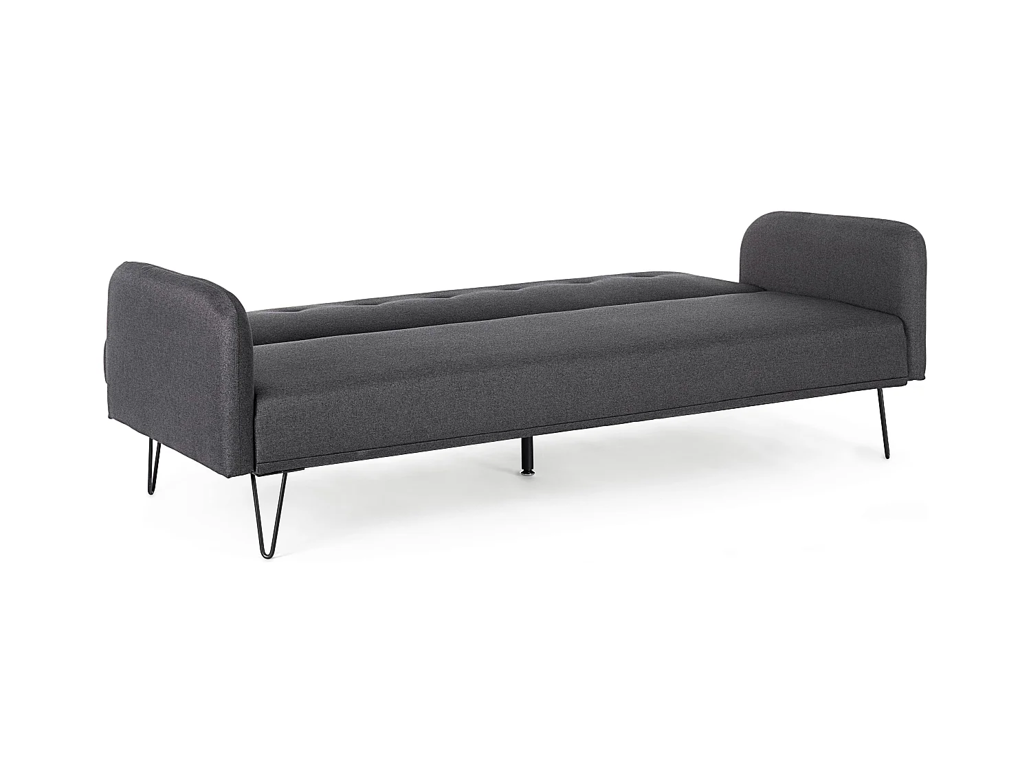 Canapé lit 3 places tissu polyester noir Becky