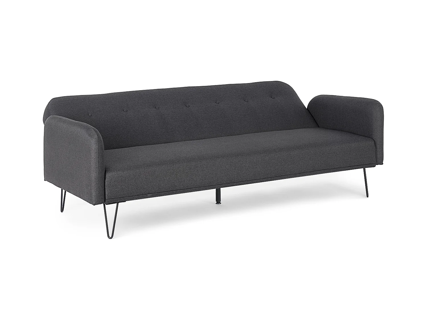 Canapé lit 3 places tissu polyester noir Becky