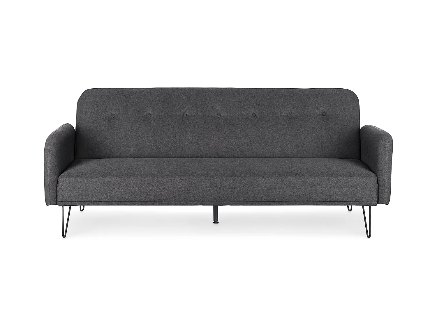 Canapé lit 3 places tissu polyester noir Becky