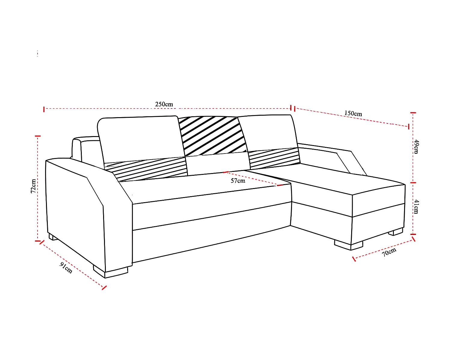 Canapé convertible angle réversible design tissu anthracite et simili cuir blanc Zarky 250cm