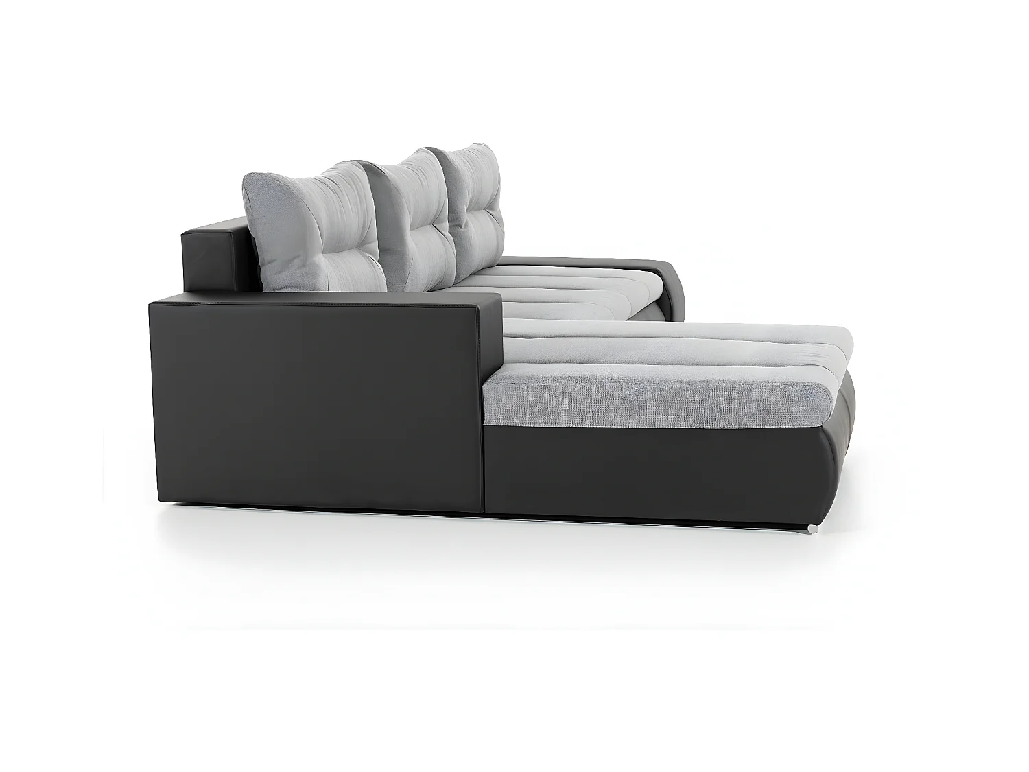 Canapé convertible angle gauche tissu beige chiné et simili marron Waker 275cm