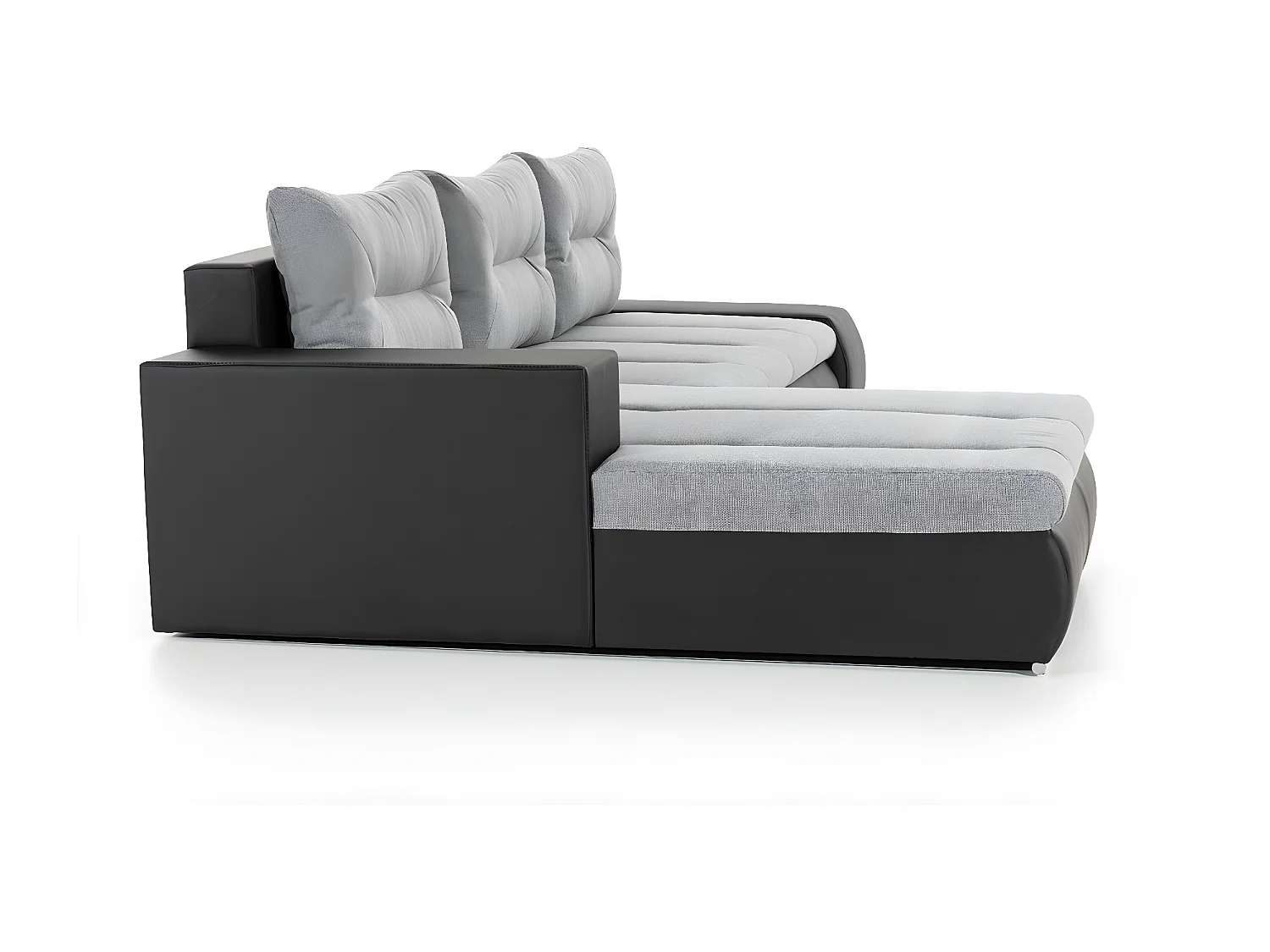 Canapé convertible angle gauche tissu beige chiné et simili marron Waker 275cm