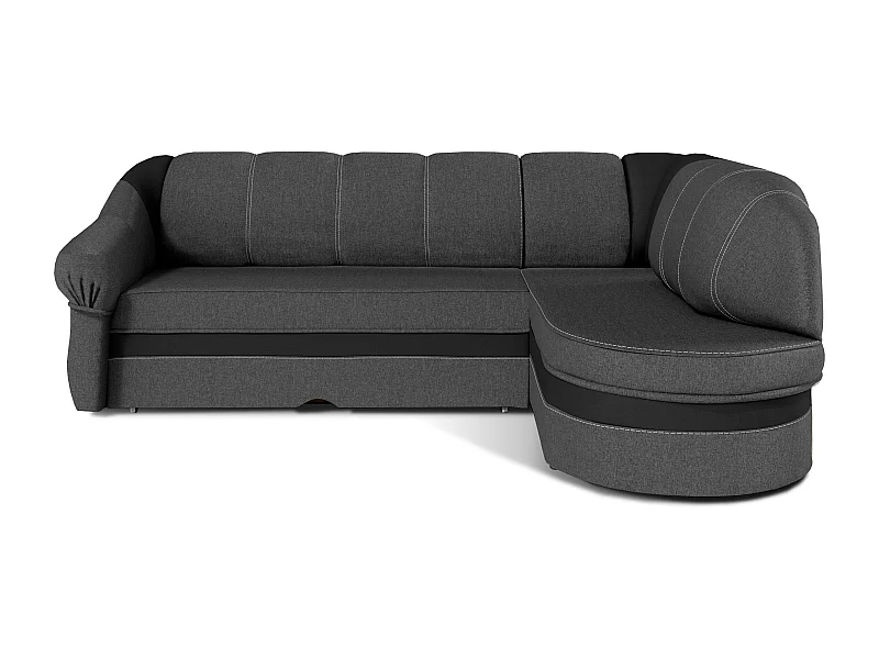 Canapé d'angle droit convertible tissu gris foncé et simili noir Sundy 250cm