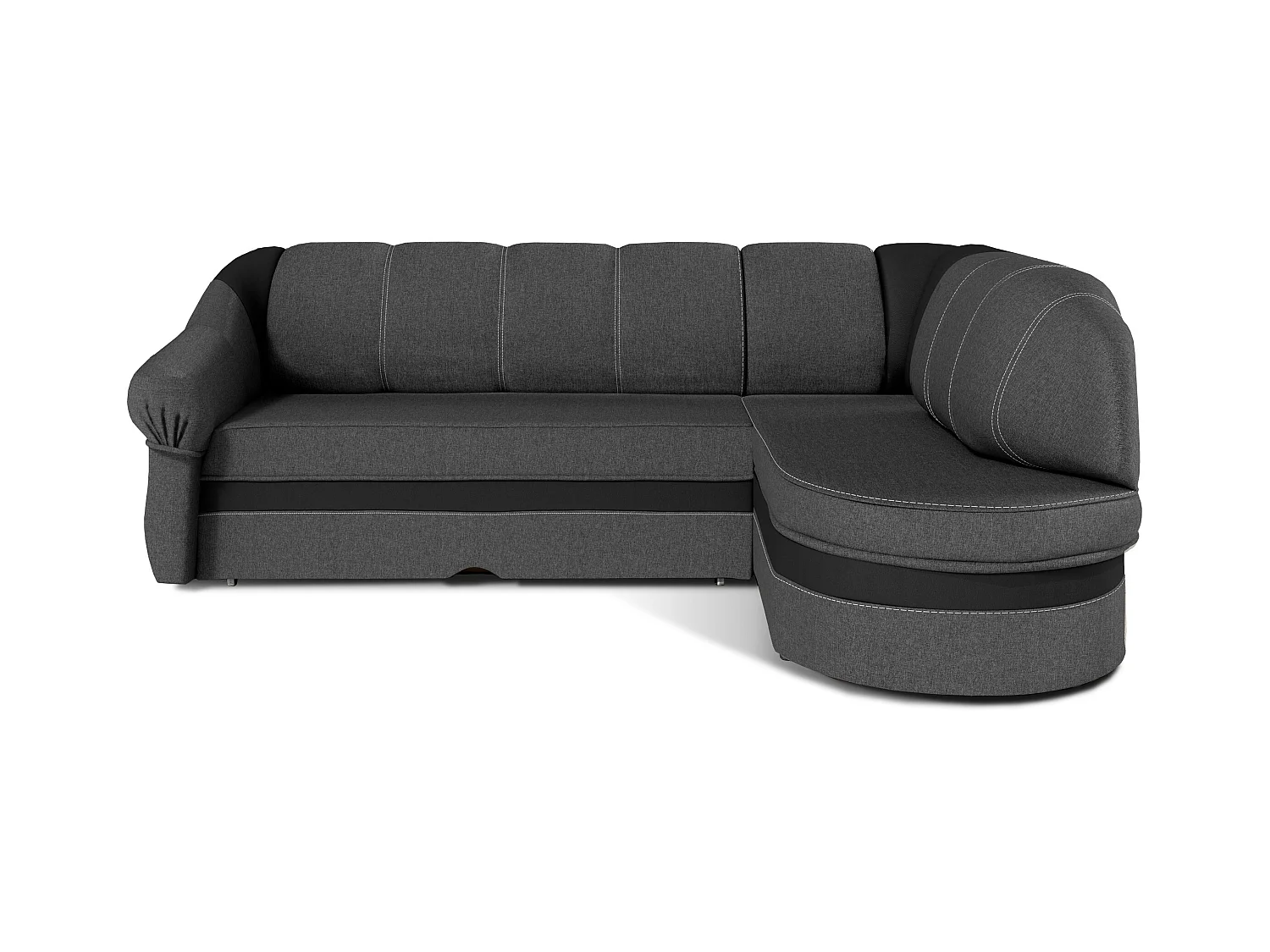 Canapé d'angle droit convertible tissu gris foncé et simili noir Sundy 250cm
