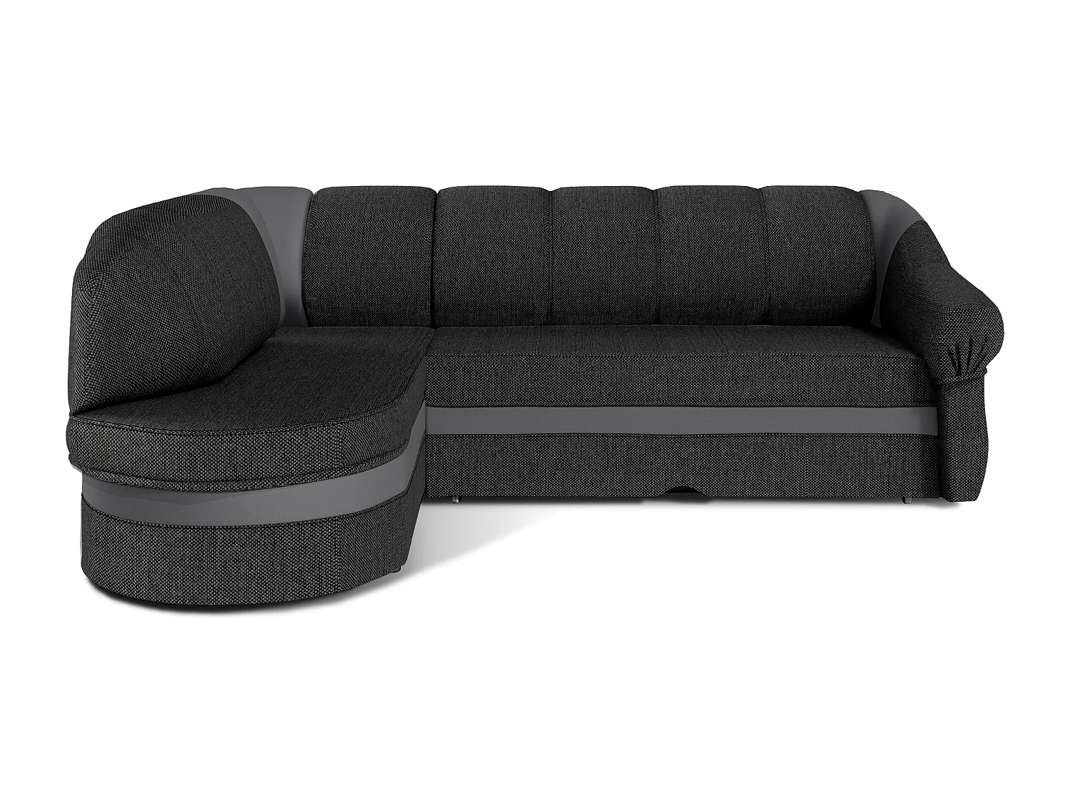 Canapé d'angle gauche convertible tissu gris foncé chiné et simili gris clair Sundy 250cm