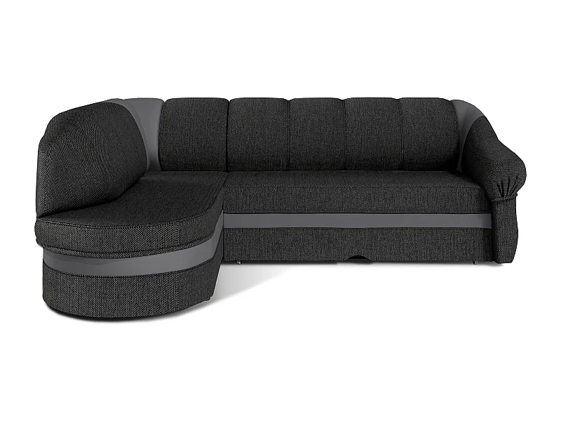 Converteerbare hoekbank links in gemêleerde donkergrijze stof en lichtgrijze imitatie Sundy 250 cm