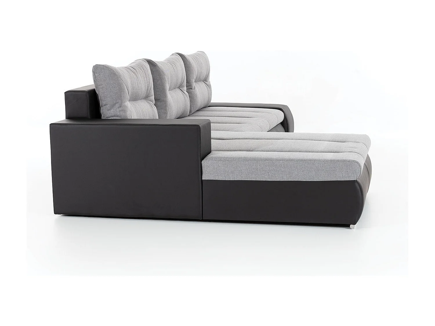 Canapé convertible angle gauche tissu et simili noir Waker 275cm
