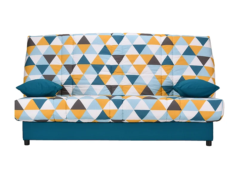 Clic Clac imprimé Arlequin bleu orange 130x190 matelas 11cm