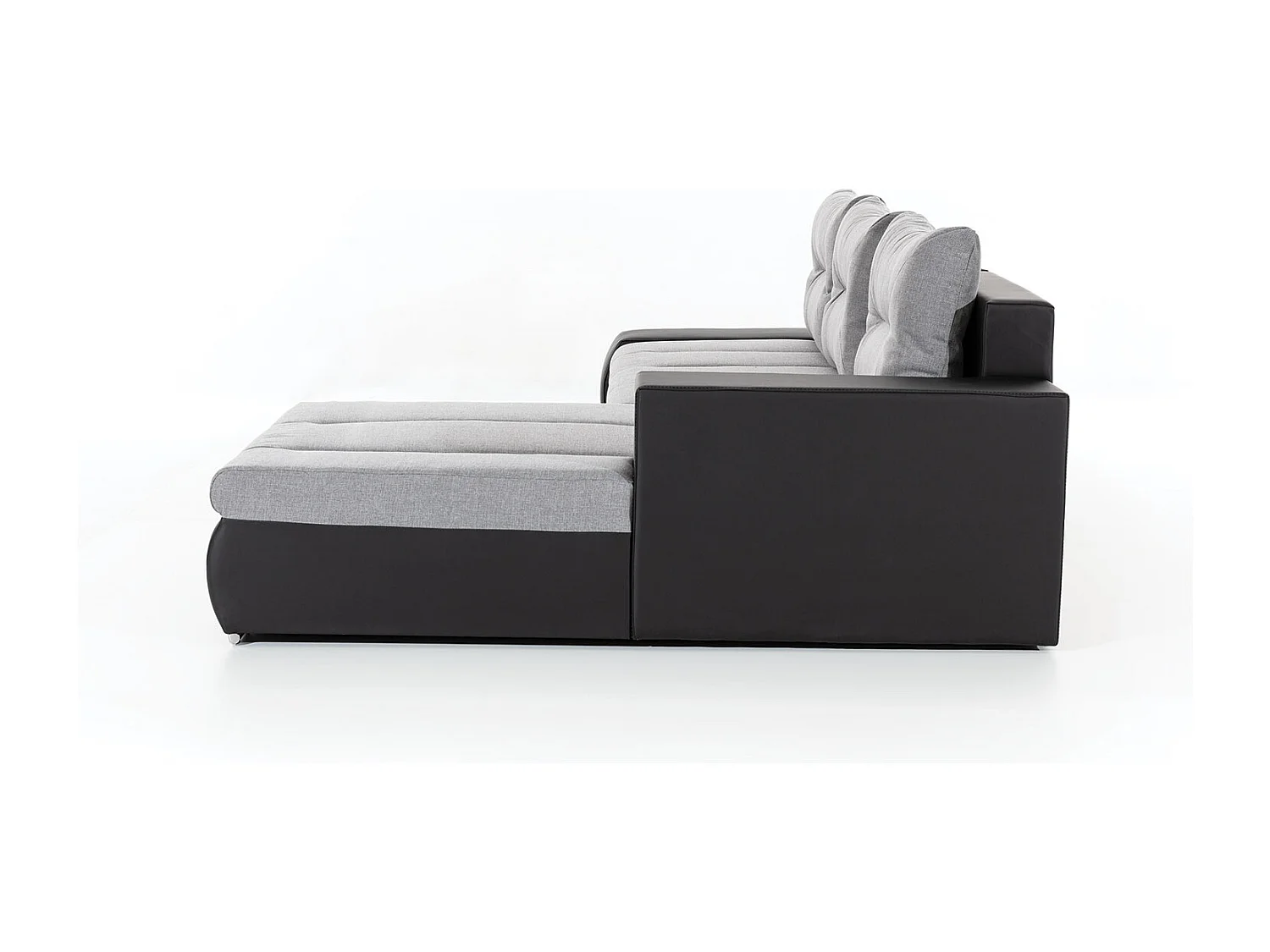 Canapé convertible angle droit tissu gris clair et simili gris Waker 275cm